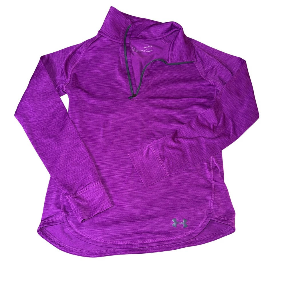 Under Armour ColdGear Purple Textured Quarter Zip Pullover Kids Large‎